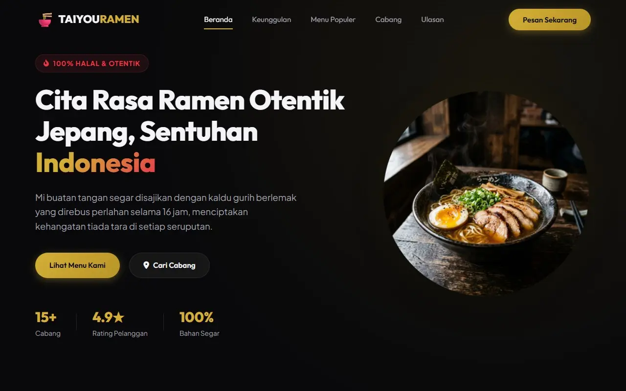 Taiyou Ramen Indonesia restaurant website